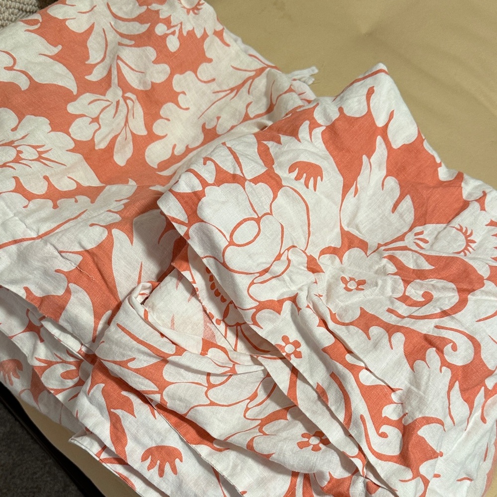 Pottery Barn Coral and White Duvet Cover